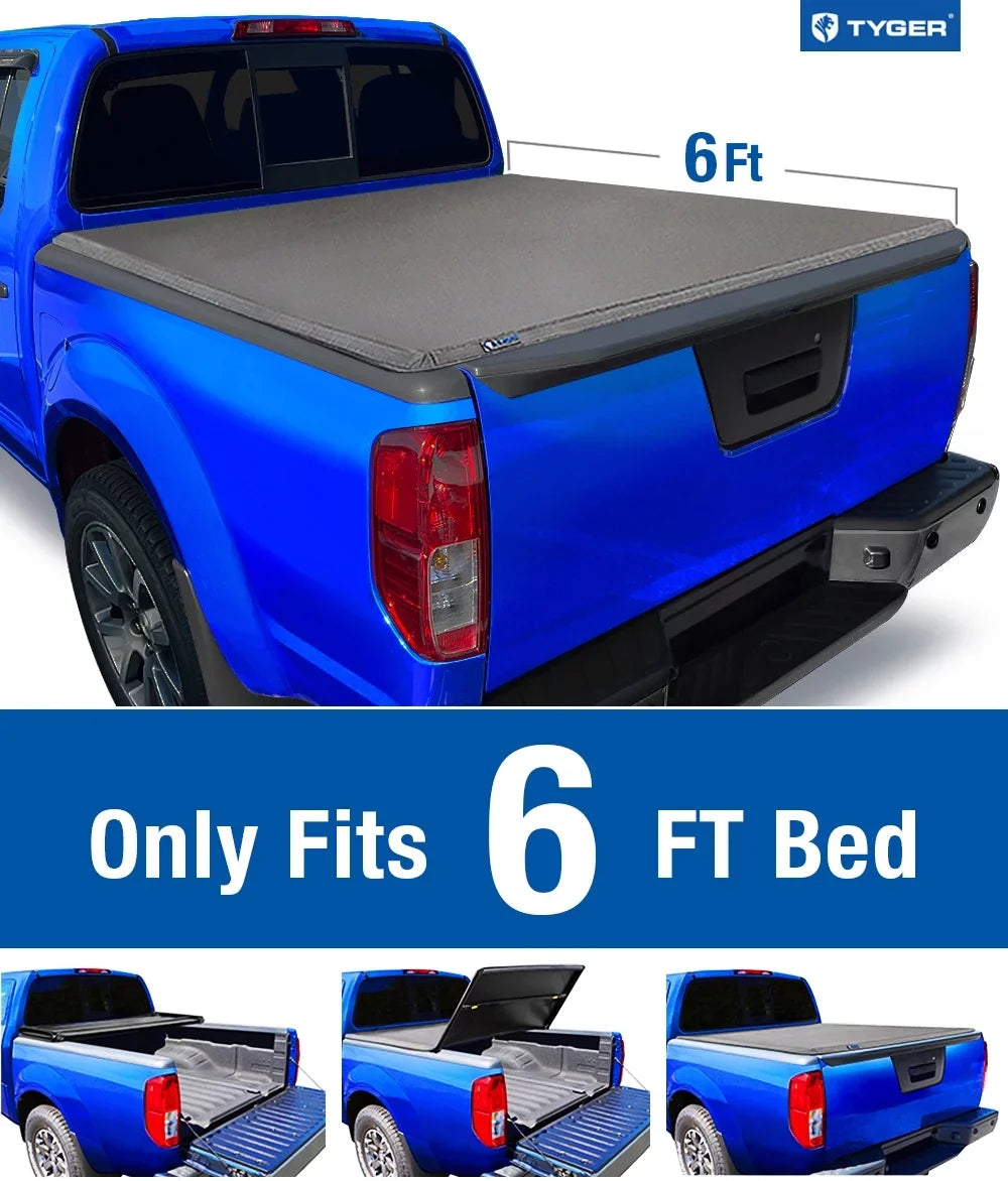 (73") with Bed Tyger Suzuki TG-BC3N1029 | | 2005-2021 2009-2012 Tri-fold Cover Soft Tonneau Auto Bed T3 Compatible Frontier; 6' Equator Truck Nissan