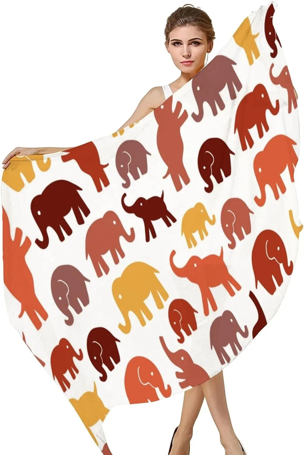 Silk Elephants Wrap Cute Long Scarves White Lightweight for On Women Scarf Shawl Girls Hyjoy Neck