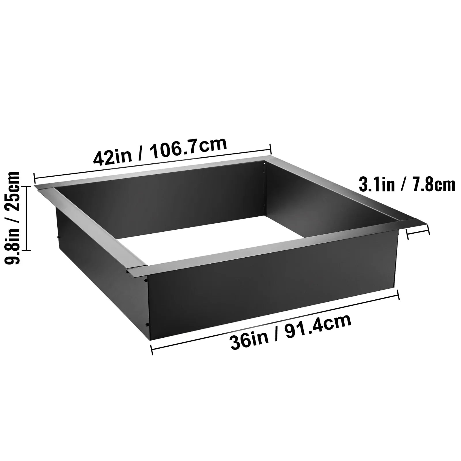 with with Fire DIY Ring, Patio, Bonfire Insert Simple Backyard Insert, Installation Liner Ring, Pit Pit 36" Outdoor, Fire Square Heavy Duty Steel for BENTISM Tongs Fire