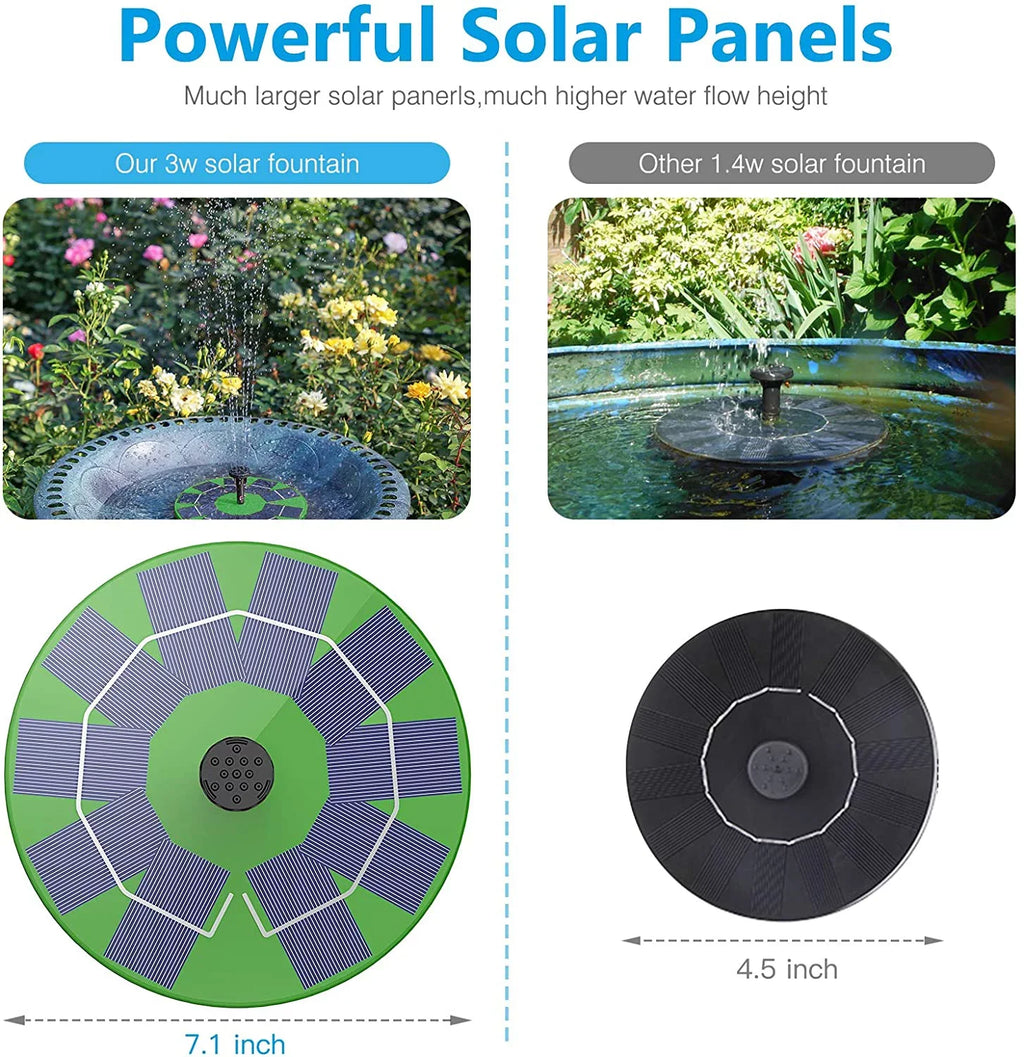 Solar or Water (Green) Nozzles, with Built-in Pond Fish Solar Pump AISITIN Decoration 1200mAh Solar Fountain Pump, Garden for Aerator Bird Floating Fountain Pump Bath, Battery, 6 3W Tank,