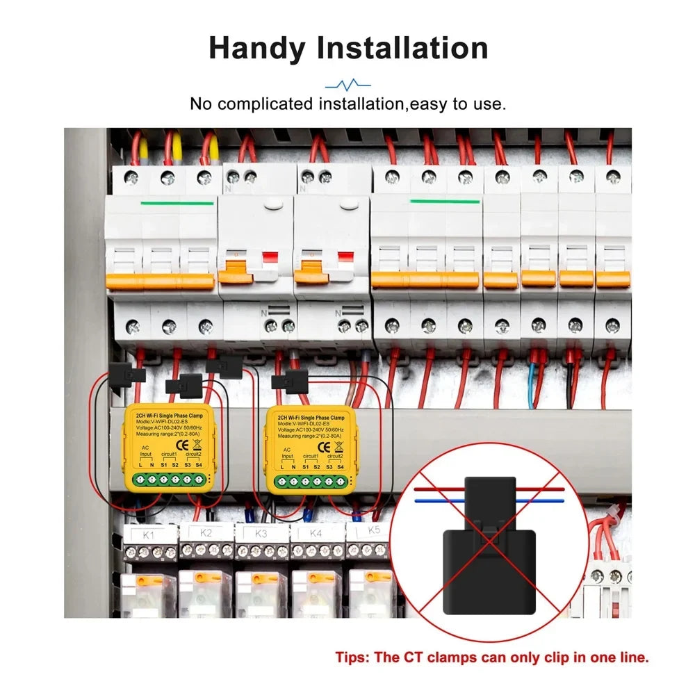 Current Smart Wifi Smart Consumption 100-240v voltage Smart regulator, Consumption Consumption Meter Statistics Clamp Irfora Solar 80a Clamp Automatic Solar Consumption