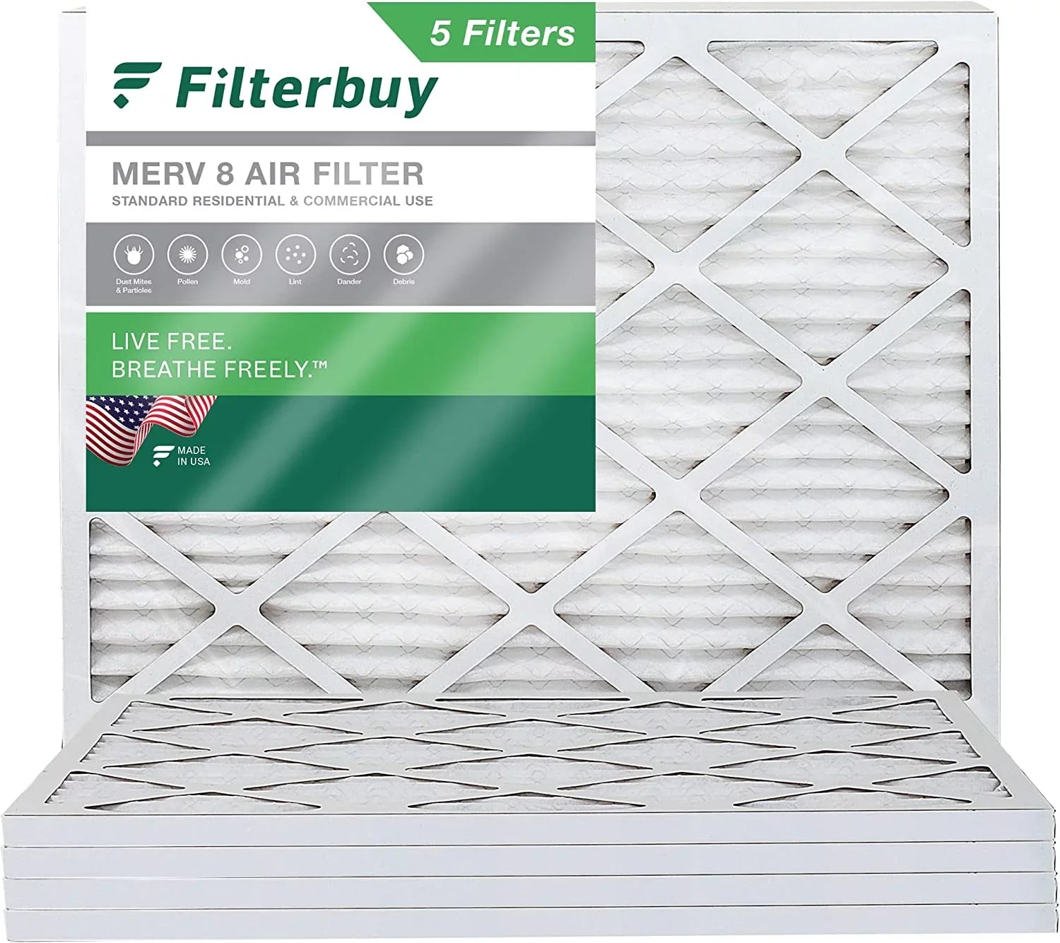 Filters HVAC 8 17x21x1 (5-Pack) Pleated Filterbuy MERV AC Furnace Air