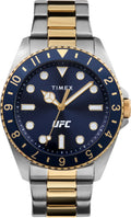 42mm Dial Men's Blue Timex Case Silver-Tone Strap Debut UFC - Watch Two-Tone