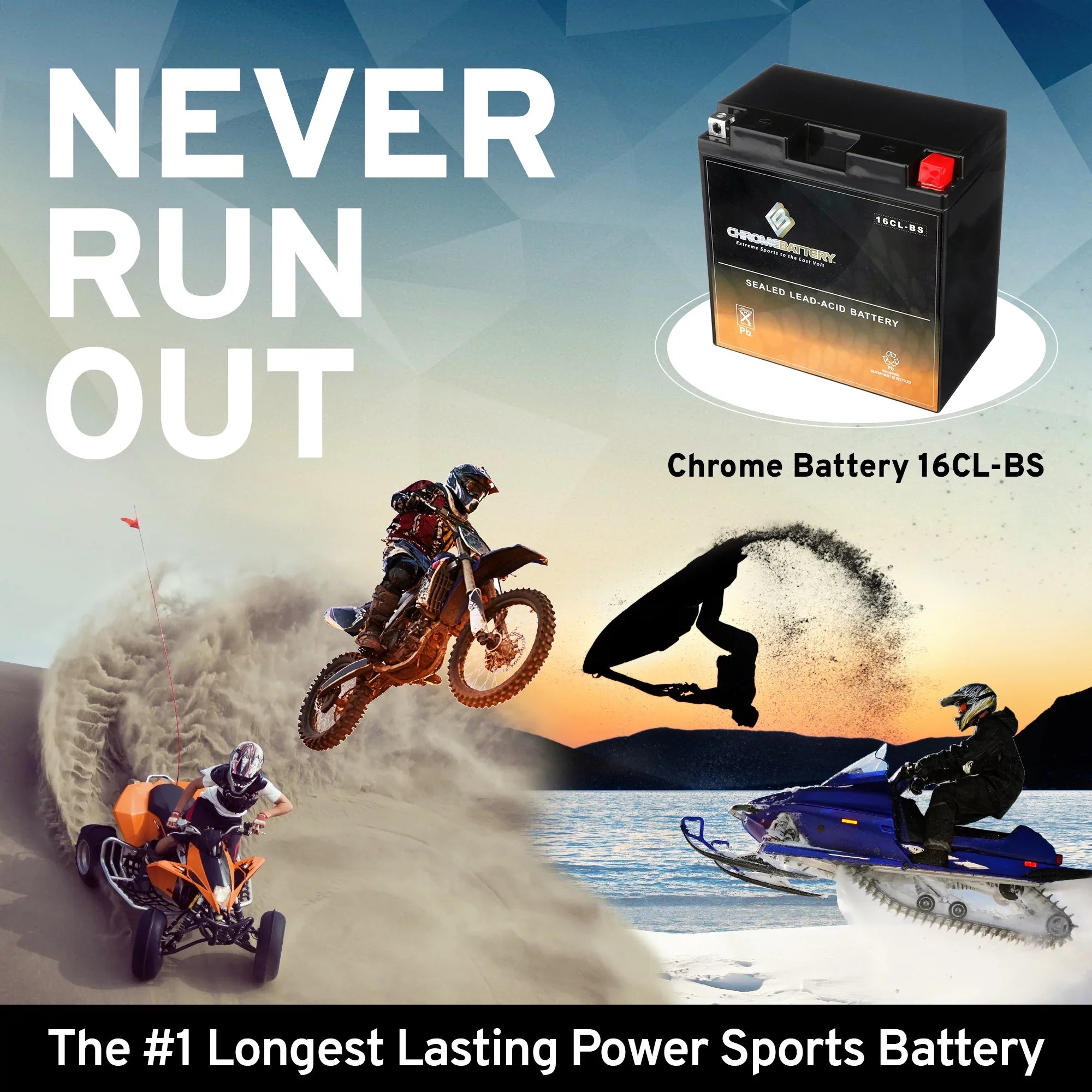 Battery Other 94-'07 Yb16Cl-Bs Jet Sea-Doo Brp Chrome Ski Models Battery Cc for All