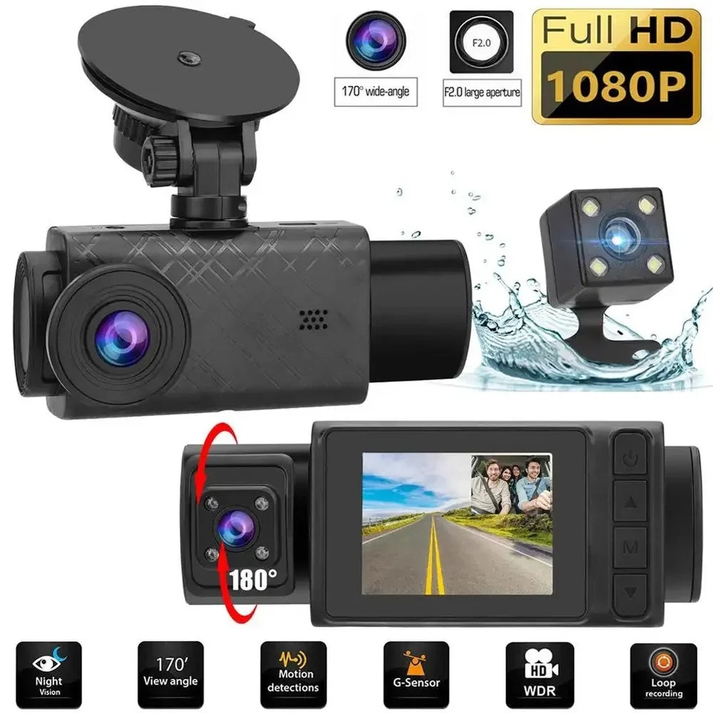 Car Rearview Recording Cam 3 Anself Video Driving Car 2in Car Clear Recorder Cameras Dash Safety Mirror Multi-Language Recorder Auto