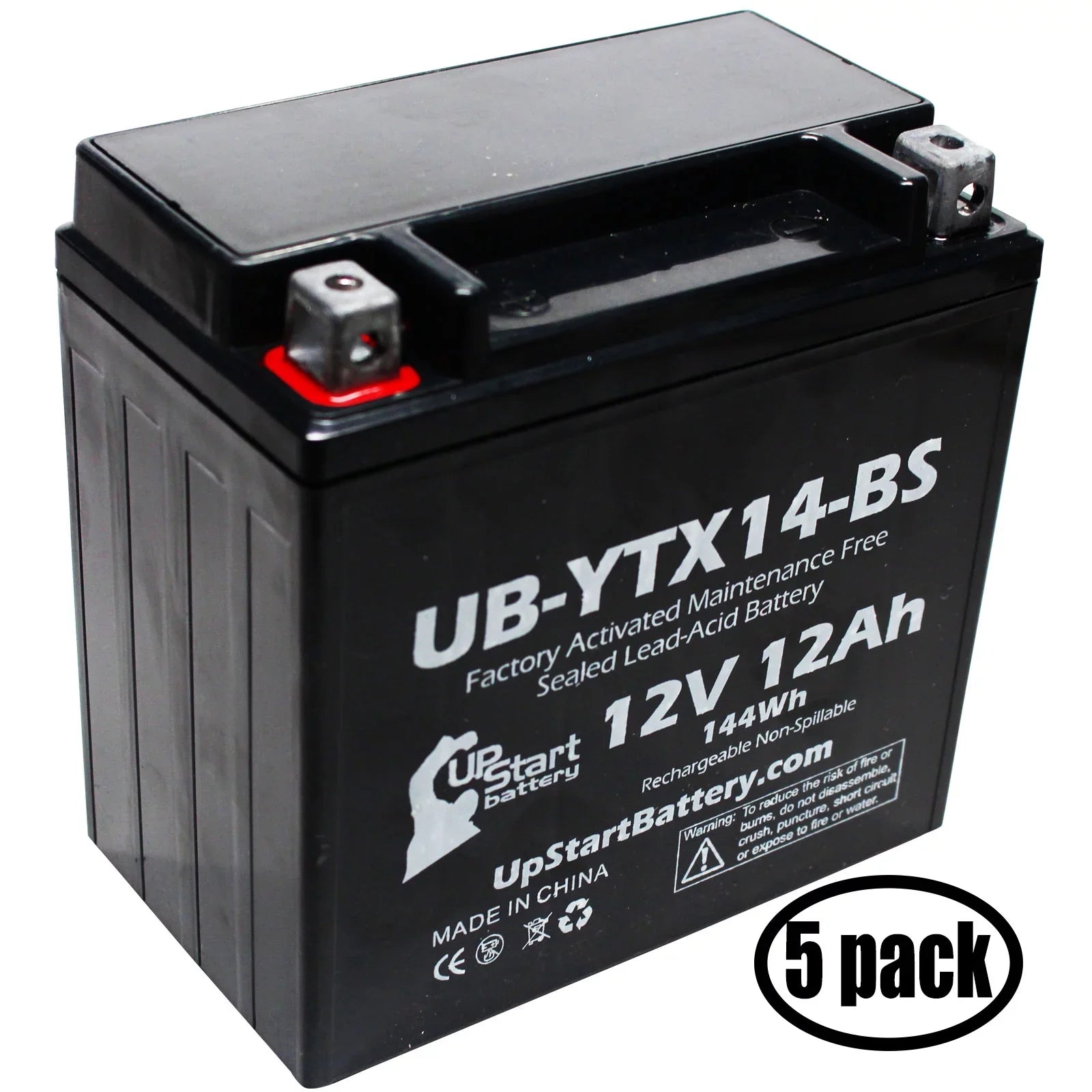 UB-YTX14-BS 12AH, Activated, BMW F800ST, Maintenance UpStart Replacement 2010 - Motorcycle Battery Battery 5-Pack for Free, 800 GS 12V, CC Factory