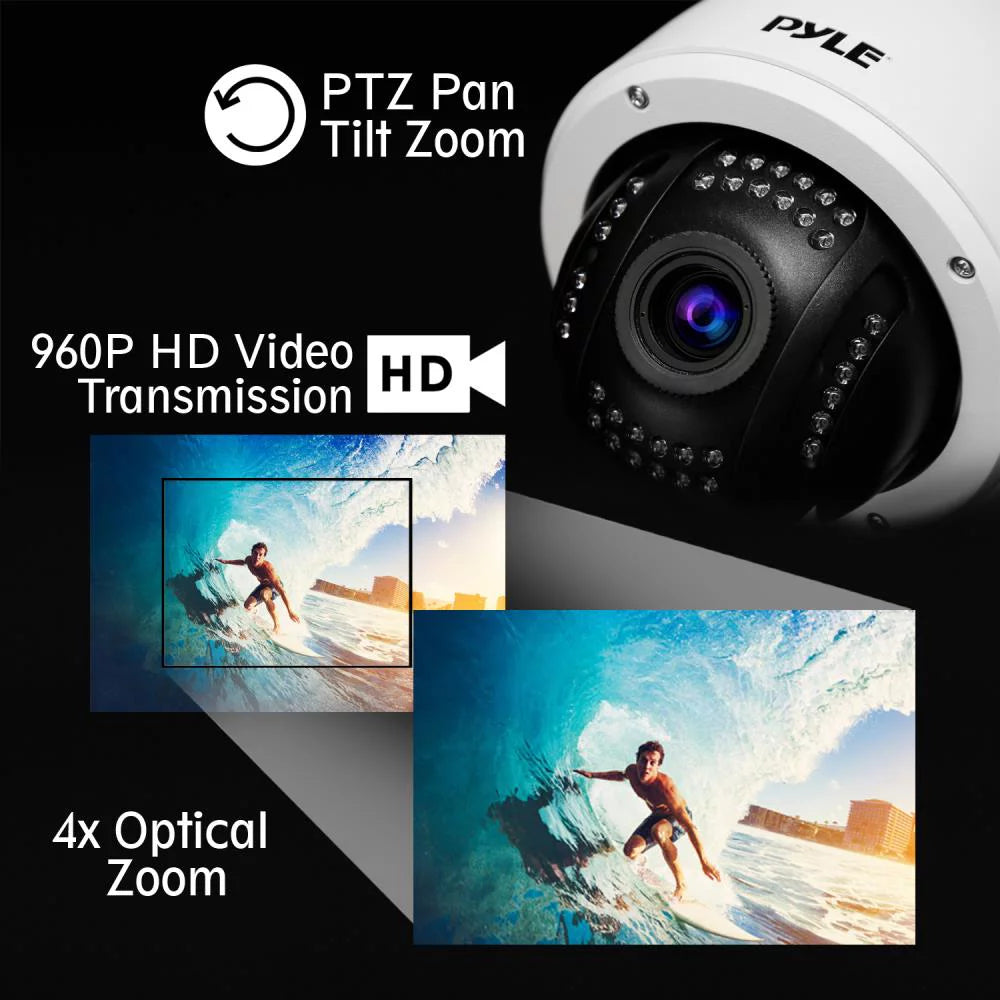 4x with IP Outdoor Weatherproof - SD Camera PIPCAMHD47.5 - WiFi Optical 32g Zoom Hi-Res HD Built Cam in PYLE