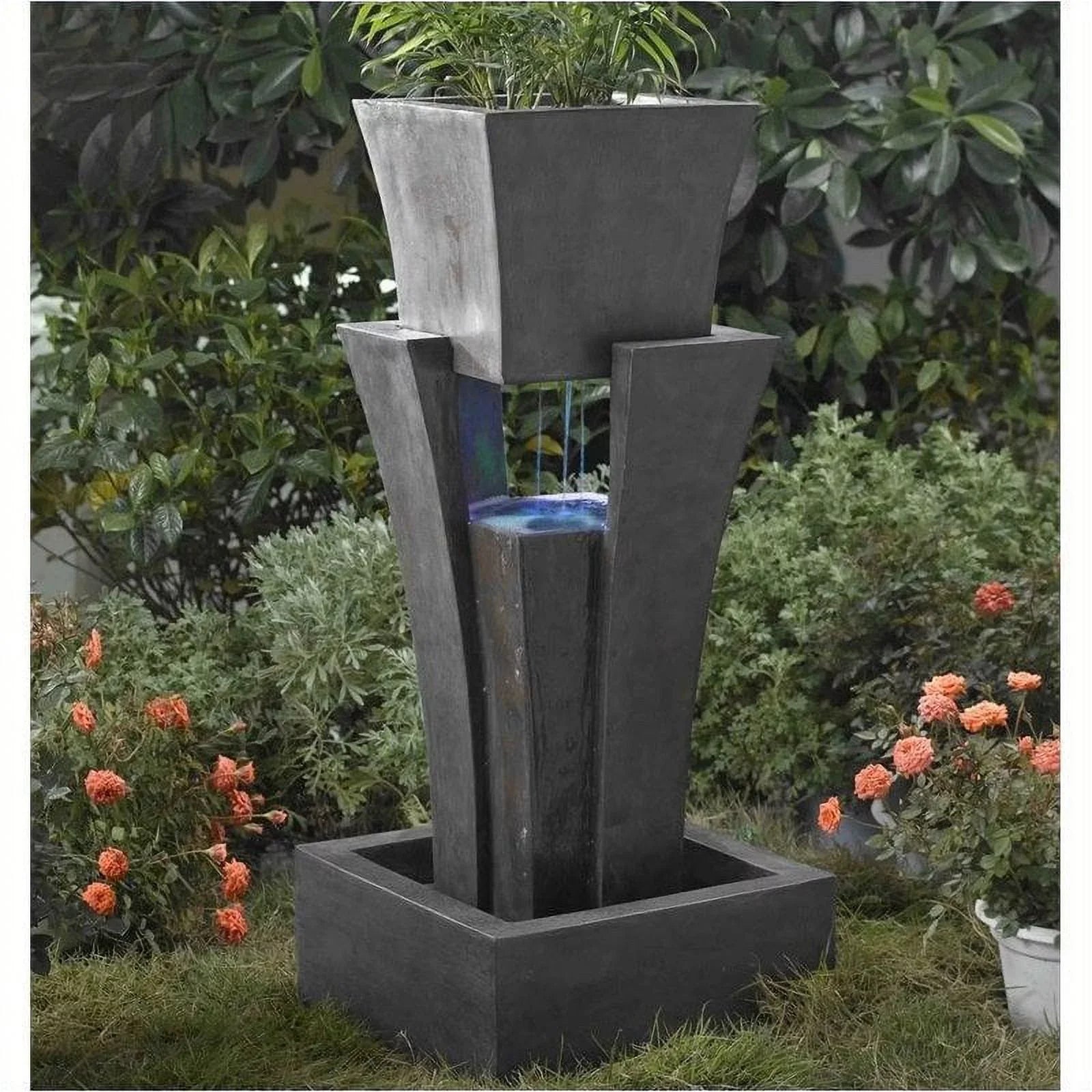 Raining with Light Fountain Hill Water Planter Led Bowery