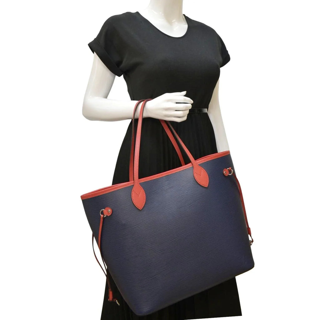Blue Leather Tote LOUIS VUITTON Neverfull Pre-owned Shoulder Epi Bag PM