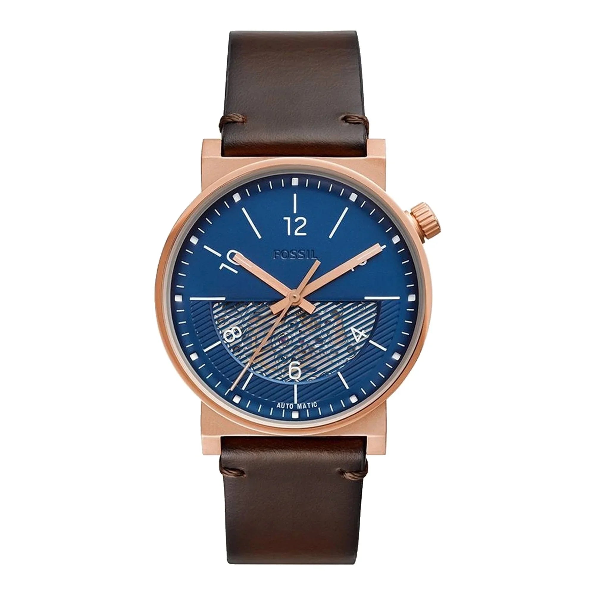 Automatic Fossil Brown Watch Barstow Leather ME3169