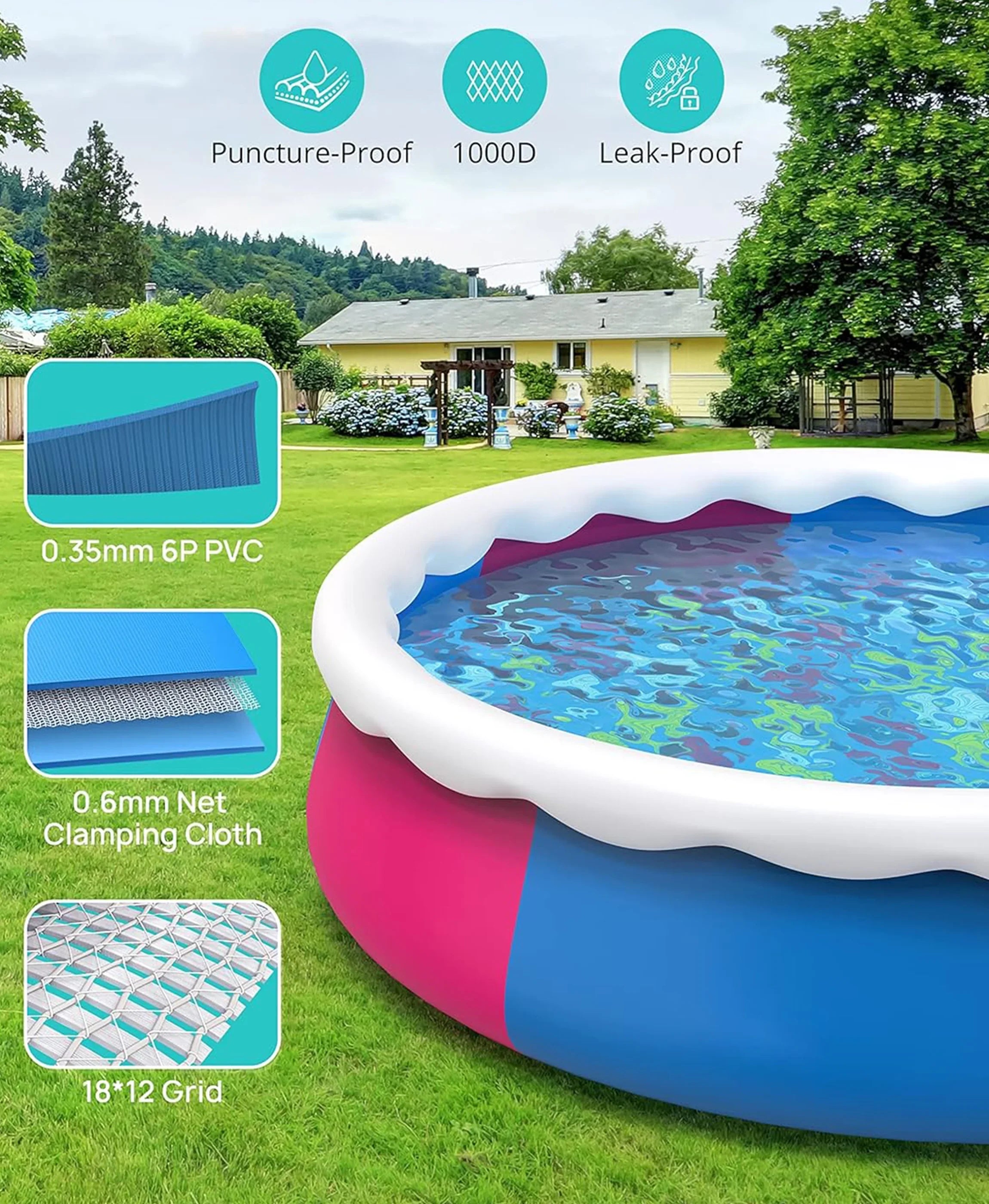 x Inolait Kids Above Sport Family 15' Ground Water Swimming Pool Inflatable for 36"