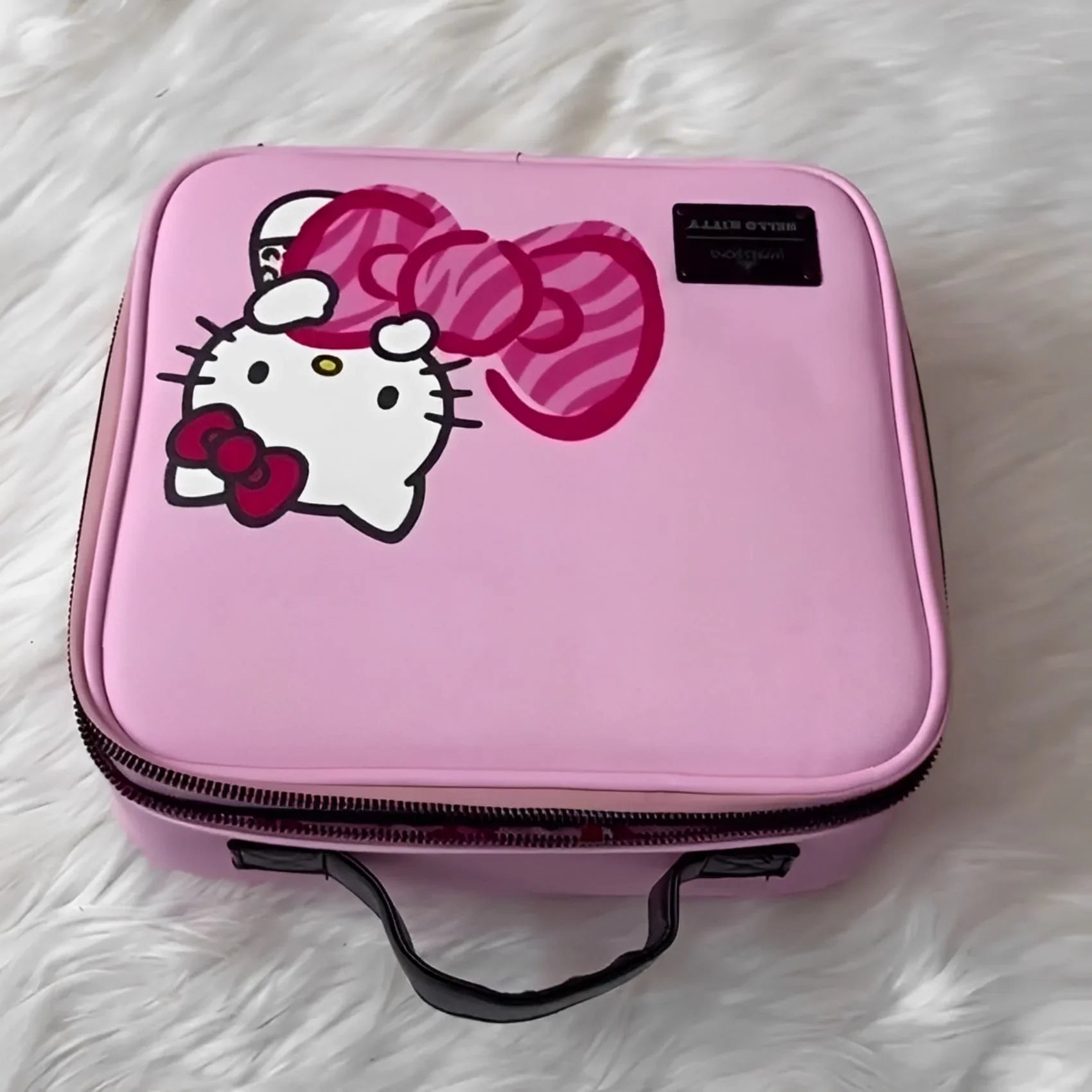 Bag Toiletry Travel Animal) Hello Faux Kitty Leather, Bag Cosmetic Impressions (Pink with Vanity