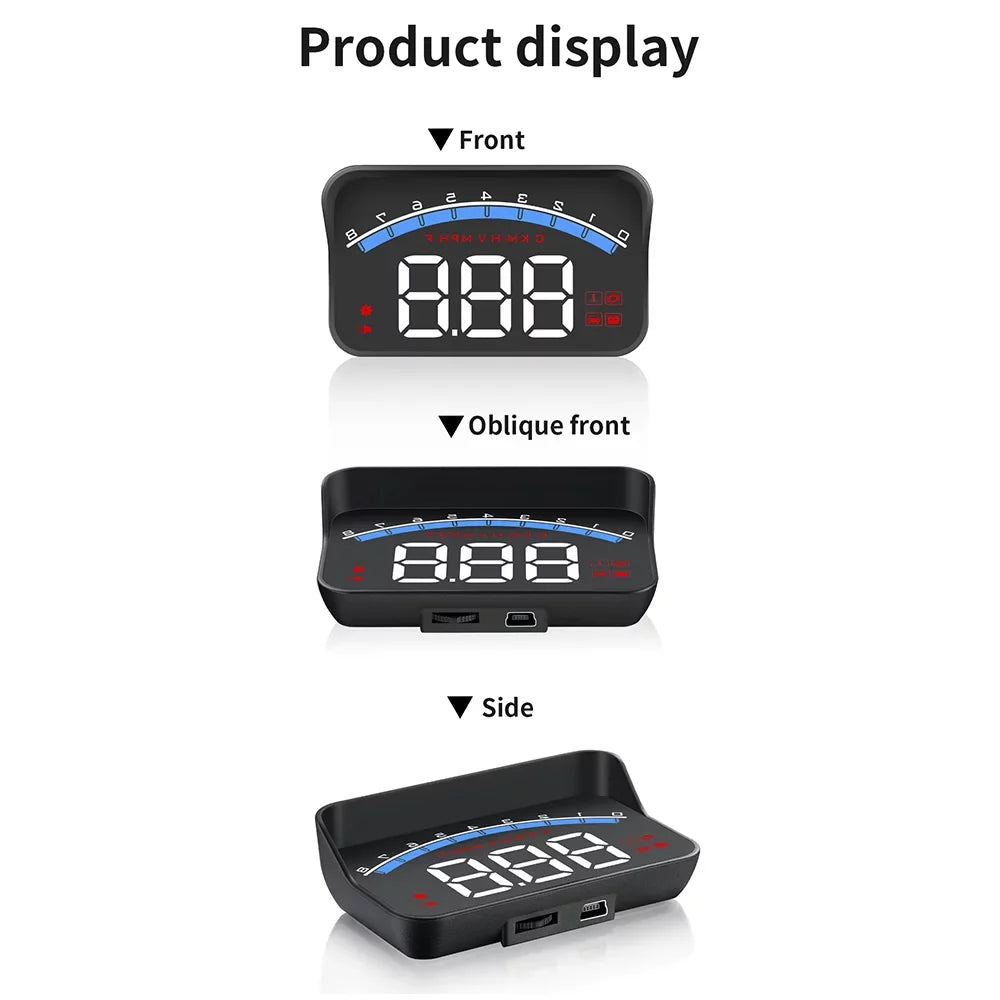 II Display Truck Head Tachometer Display Projector Up Speedometer Car HUD RV M6S Temperature/Voltage Carevas ODB Auto Speed/Water SUV 3.5" Universal LED