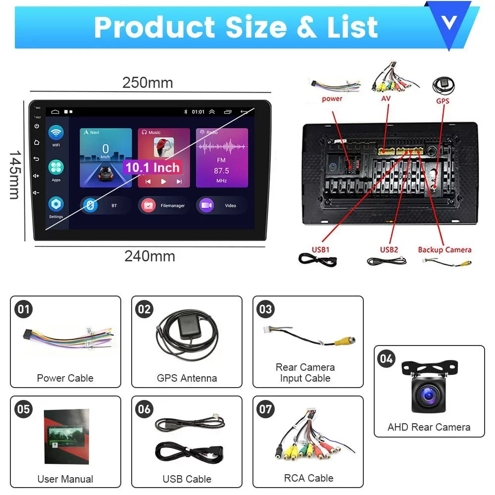 Auto FM for USB,AHD Podofo Toyota Radio Touchscreen 13 RAV4 Hifi Link Android GPS 10'' Car Backup WIFI Carplay Stereo Wireless Mirror Android Camera Bluetooth 2+64G 2007-2011