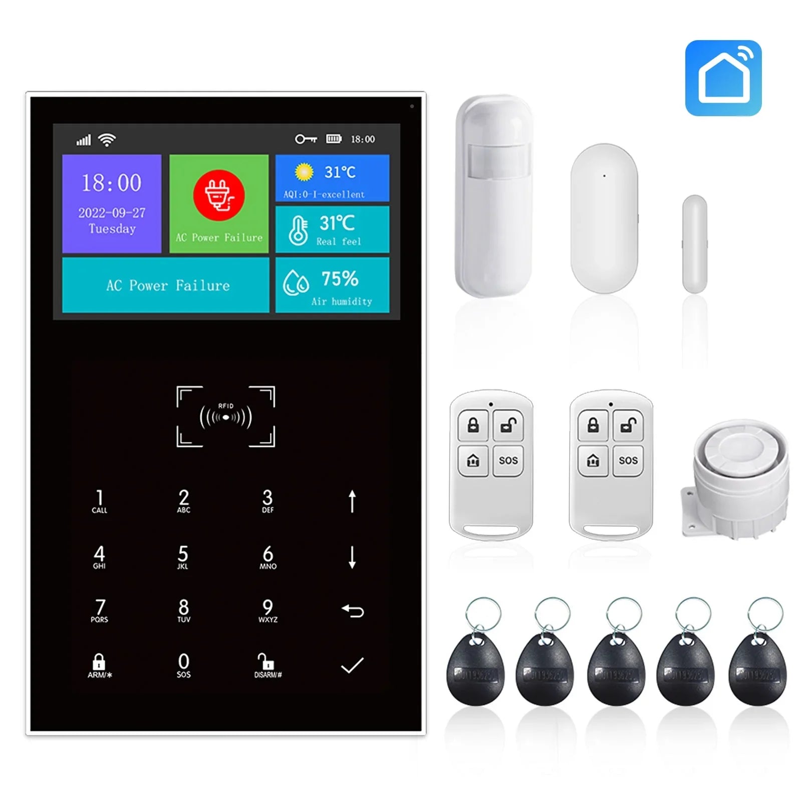 Carevas Smart System DIY Wireless All Screen GSM WIFI RFID Touch USB Life Home Smart Burglar APP