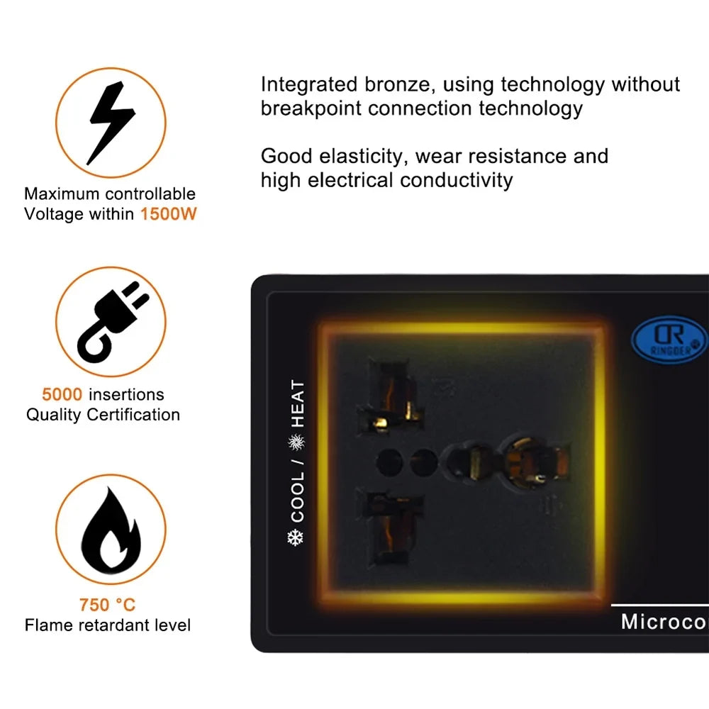 Home & Cooling Brewing Heating Freezer Green Mode Thermostat Incubation Reptiles Outlet Reptile Temperature House Controlled for Lepmerk Thermostat Chest with -40℃~110℃ Controller Digital Plug
