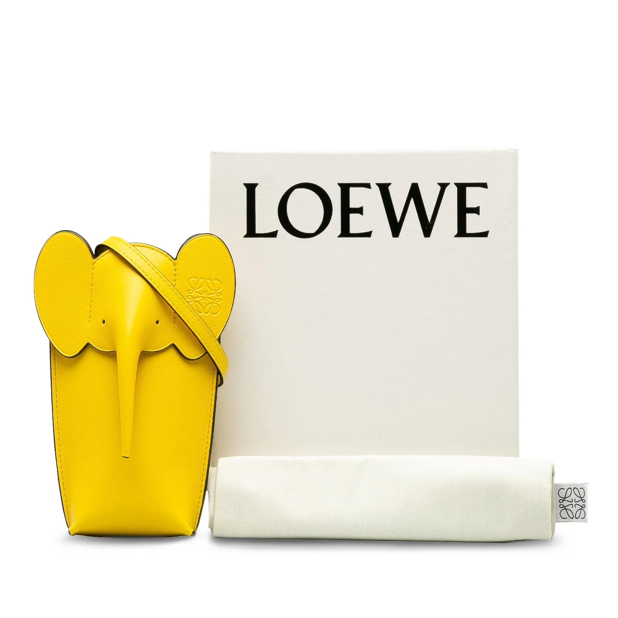 Unisex (Good) Bag Authenticated LOEWE Elephant Calf Crossbody Pre-Owned Leather Yellow Pocket