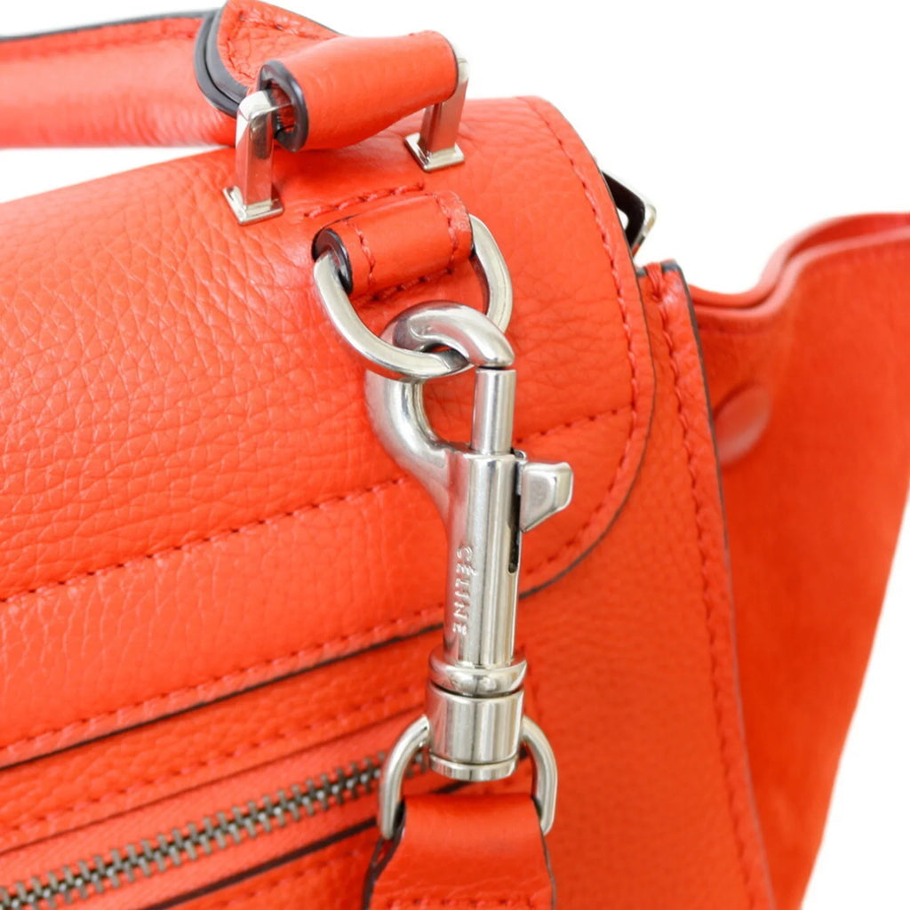 (Fair) Orange Leather Handbag Trapeze Pre-Owned Celine CELINE Women's