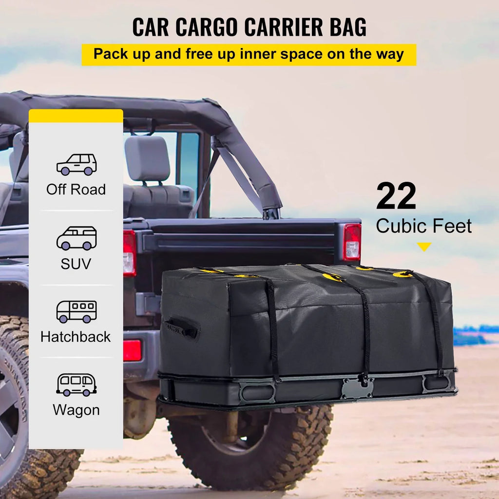 PVC, 60"x24"x26" Hitch BENTISM with Carrier 840D Car (22 Heavy Cubic Feet), Vans Hitch Waterproof Bag Bag, Cargo Basket SUV Carrier Truck Cargo for Straps, Fits Reinforced Hitch Duty