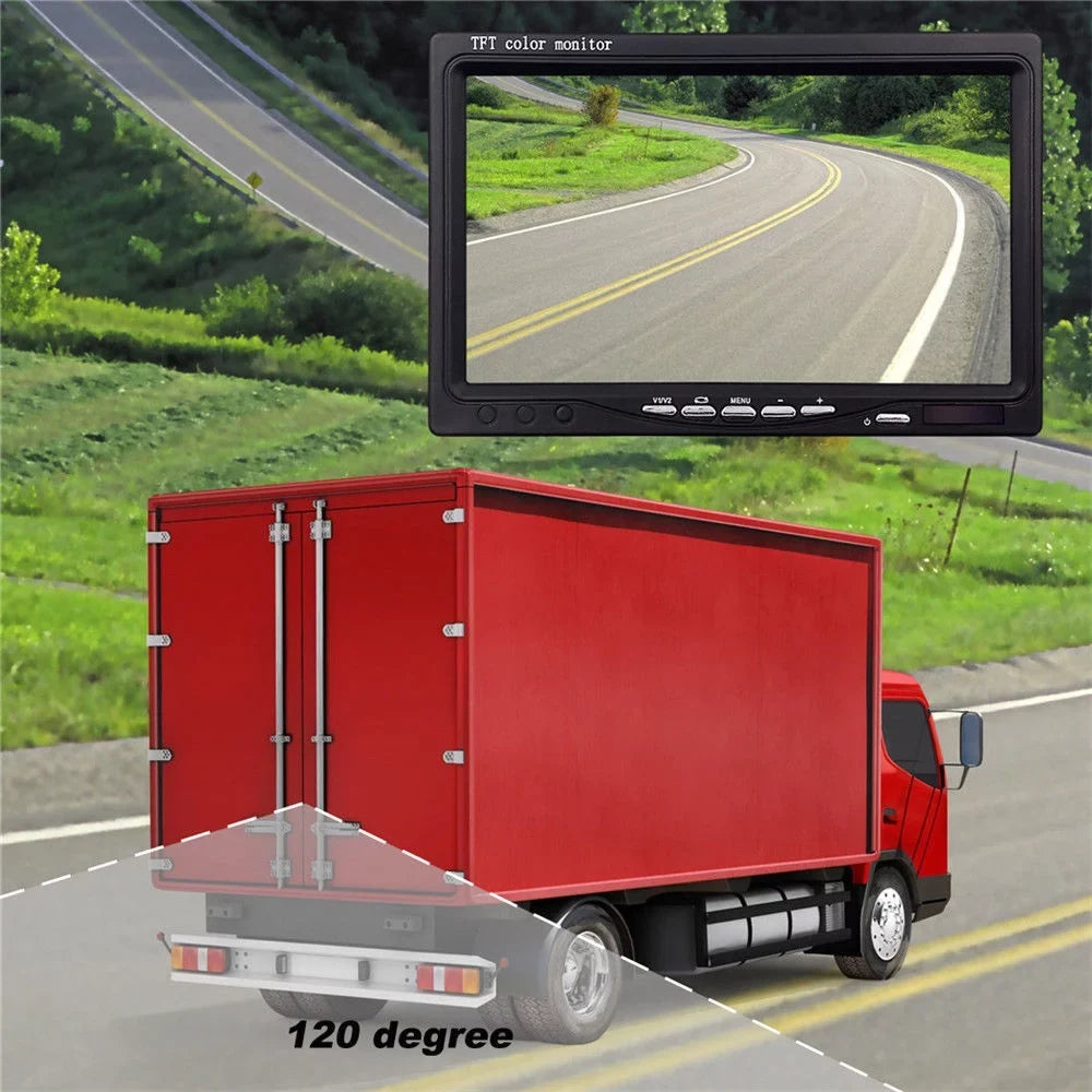 Monitor Vision RV for Wireless Trailer 7" View Cameras Waterproof Dual Bus Truck with Camera Backup Rear Parking Assistance Night