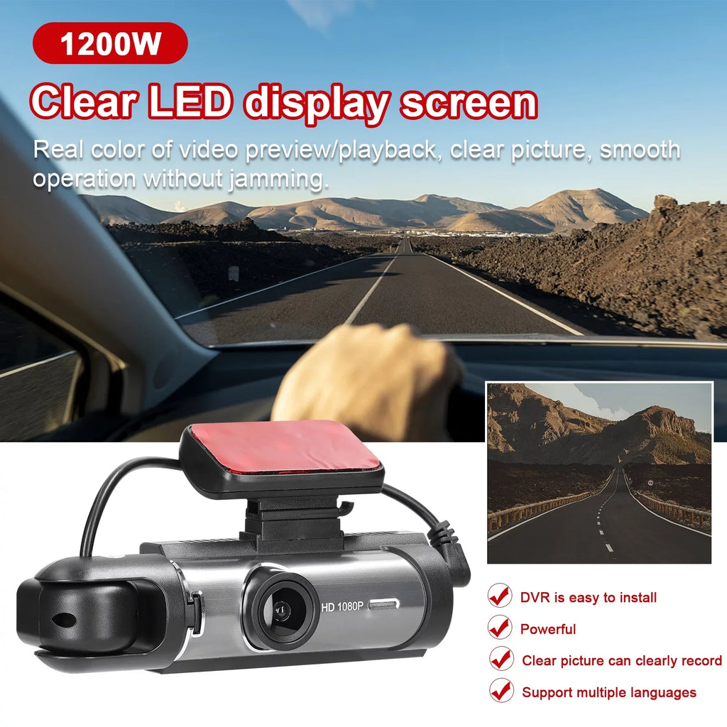 Dual Video DVR Dash Angle Meterk Car Viewing Lens Recorder Motion Recorder Camcorder Auto Night Cam Car Multi-language Car Detection 170 Degree Wide