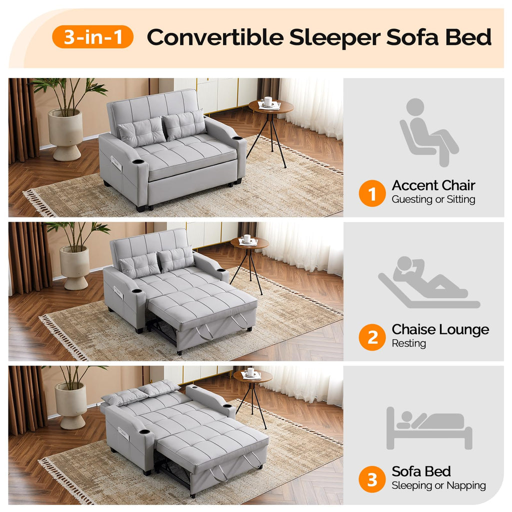VINGLI Convertible Sleeper Chair Bed, Pull Out Sofa Couch for Living Room