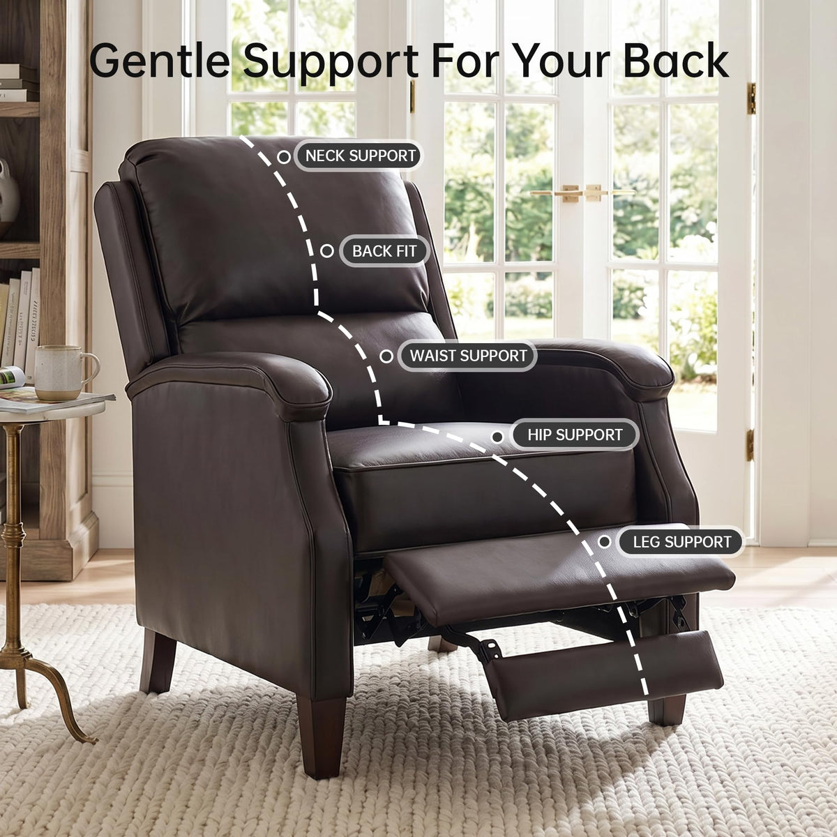 VKNOW Recliner Chair, Fabric Recliner with Adjustable Back, Brown