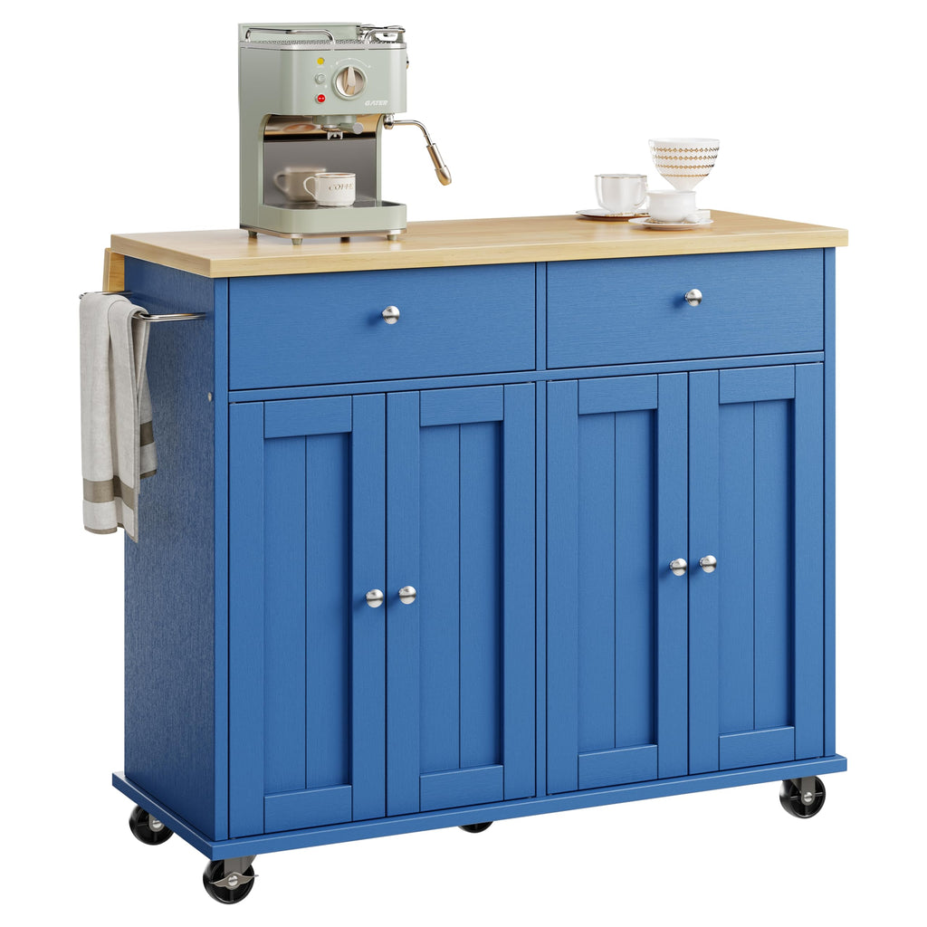 SUNLEI Kitchen Island with Storage, Kitchen Island on Wheels with Drop Leaf, Rolling Kitchen Island Cart with Cabinet and Drawers, Mobile Kitchen Storage Cart for Dining Room, White
