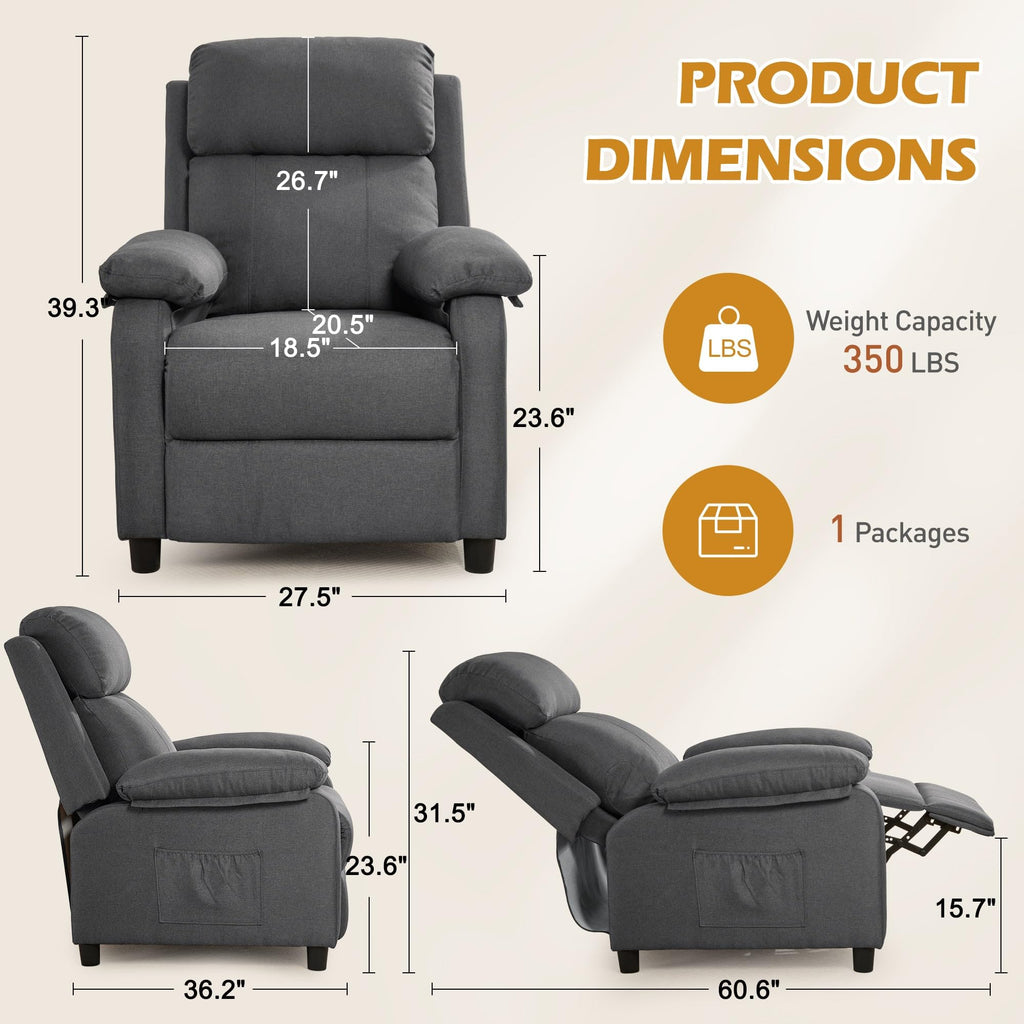 Korser Recliner Chair, Living Room Chairs for Adults
