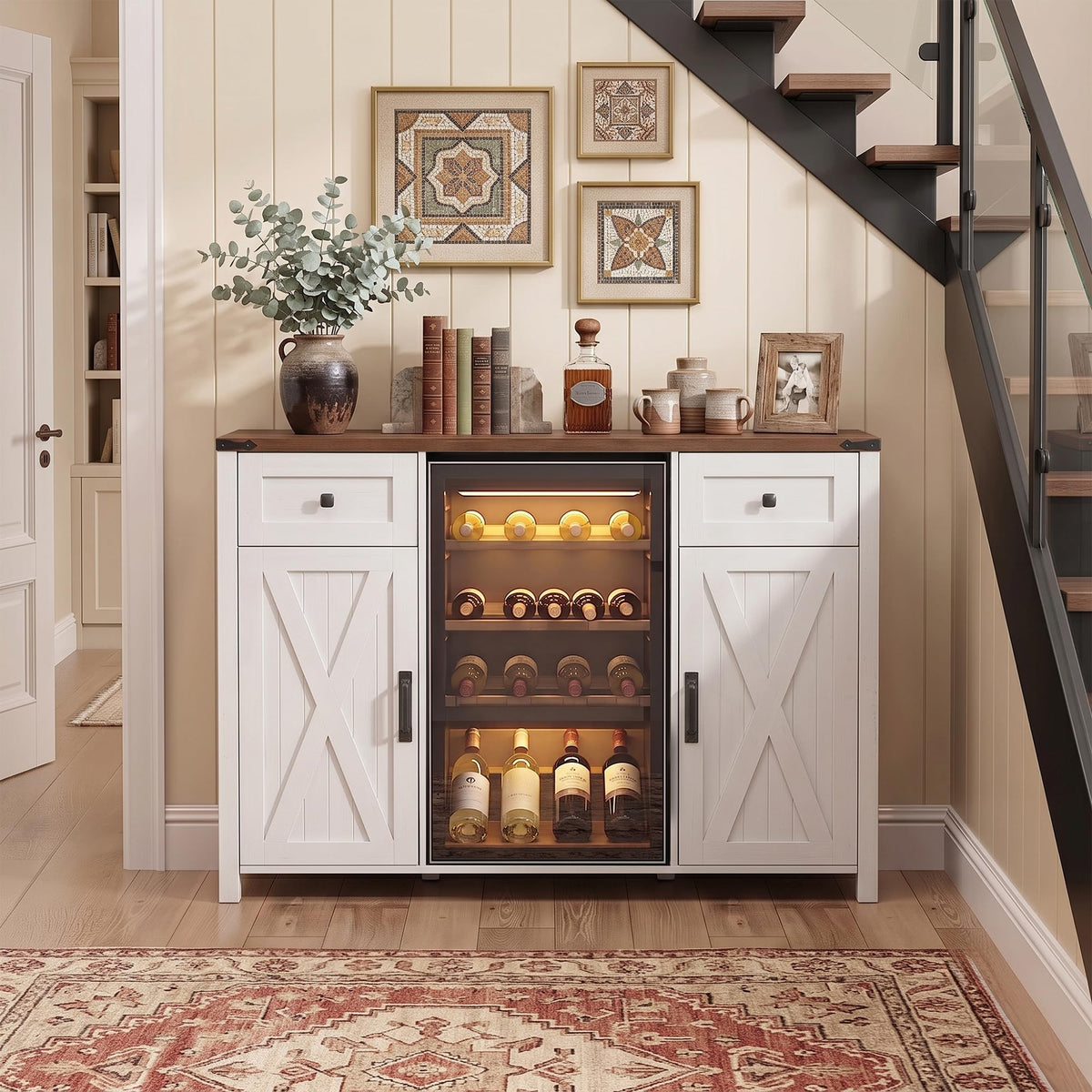 39.4" Coffee Bar Cupboard with Fridge Spaceï¼Natural Oak-ws