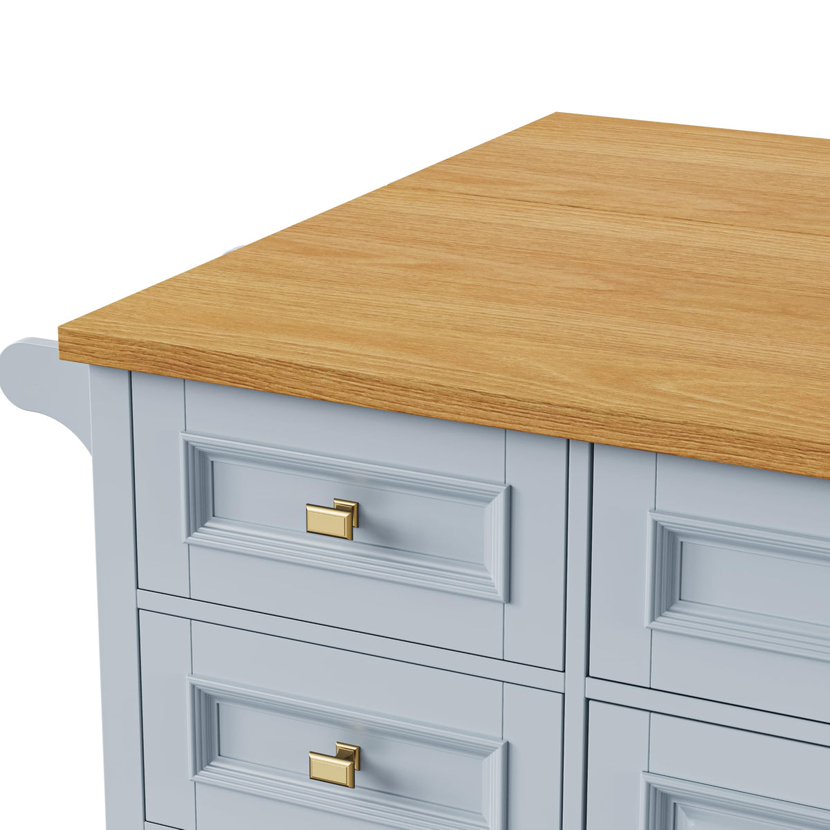 Merax 54" Large Kitchen Cart Island on Wheels with Drop Leaf,Adjustable Shelves,3 Drawers,Embossed Texture Design for Dining Room