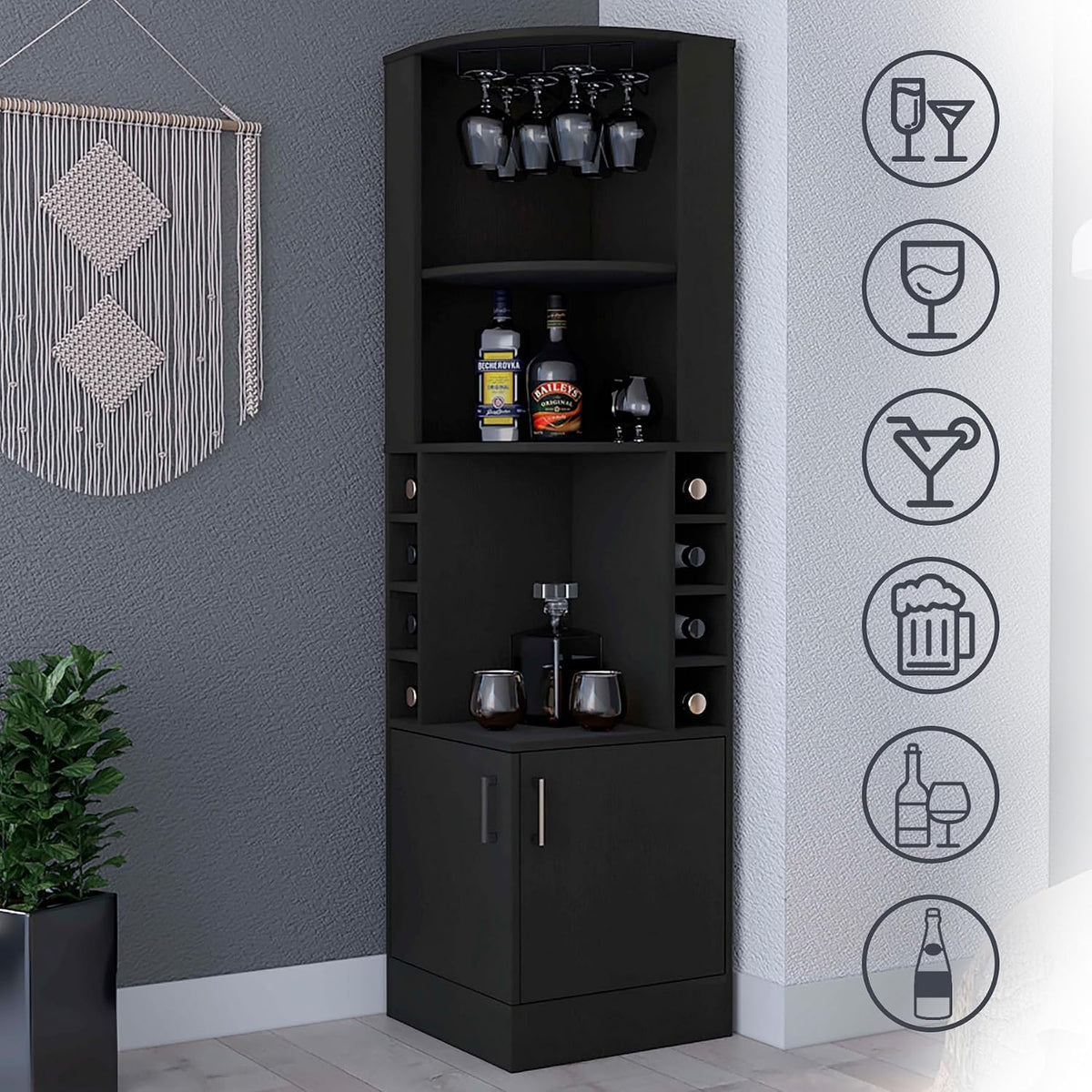 HRVEOCEI 71 Inch Corner Wine Cabinet, Tall Corner Bar Cabinet
