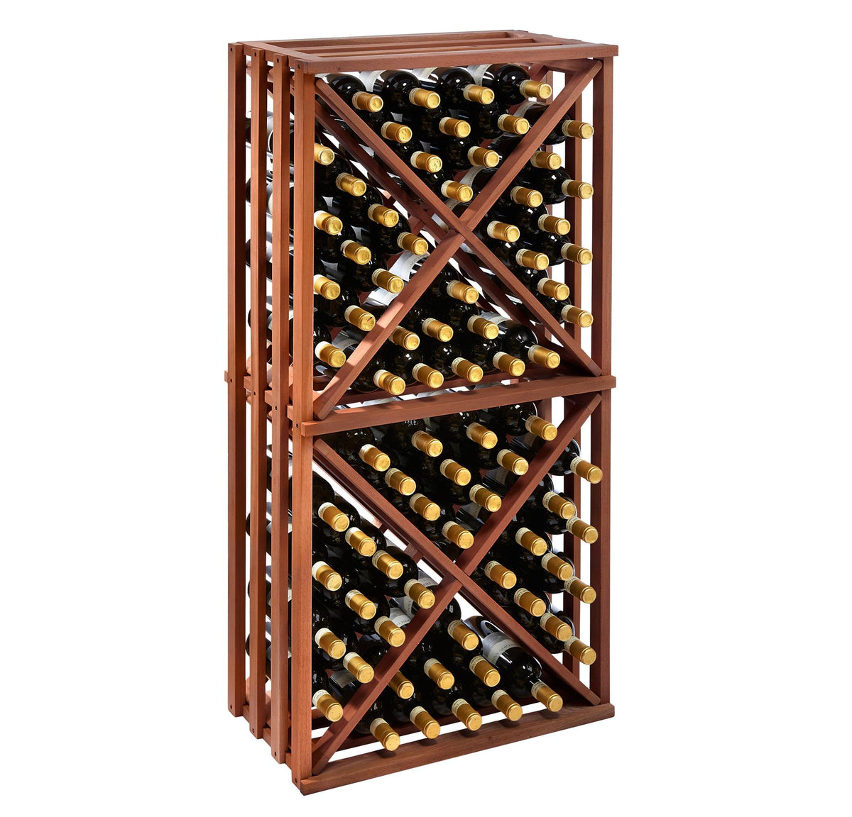 Wine Enthusiast N'FINITY Stackable 4 Foot Wine Rack - Curved Corner - Solid Mahogany - 48 Bottles - Stylish Durable Wine Rack Home Decor â Bar Cabinet Liquor Storage