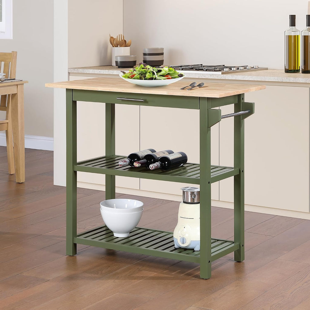 Convenience Concepts Designs2Go Butcher Block Kitchen Island, Sage, 40"