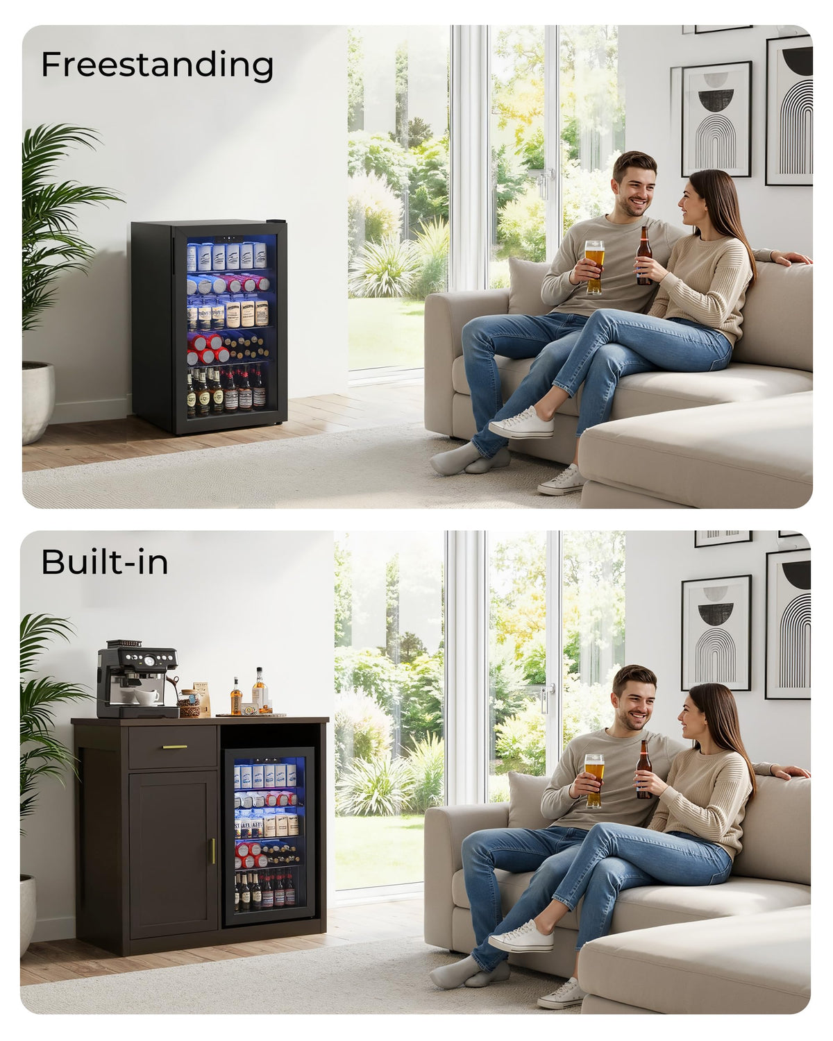 Mini Fridge Cabinet, Coffee Bar Cabinet with Fridge Space (Not Included)