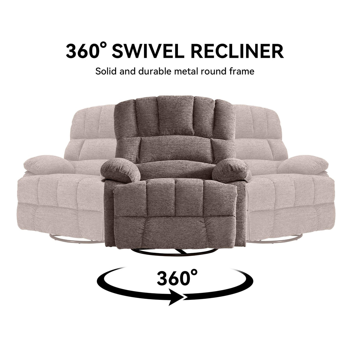 WILLOVE 41" Oversized Rocker Recliner Chair, Rocking Recliners Overstuffed Soft Big Man Manual Recliner, Extra Large Chenille Living Room Chair 350 LBS Capacity, Grey, L