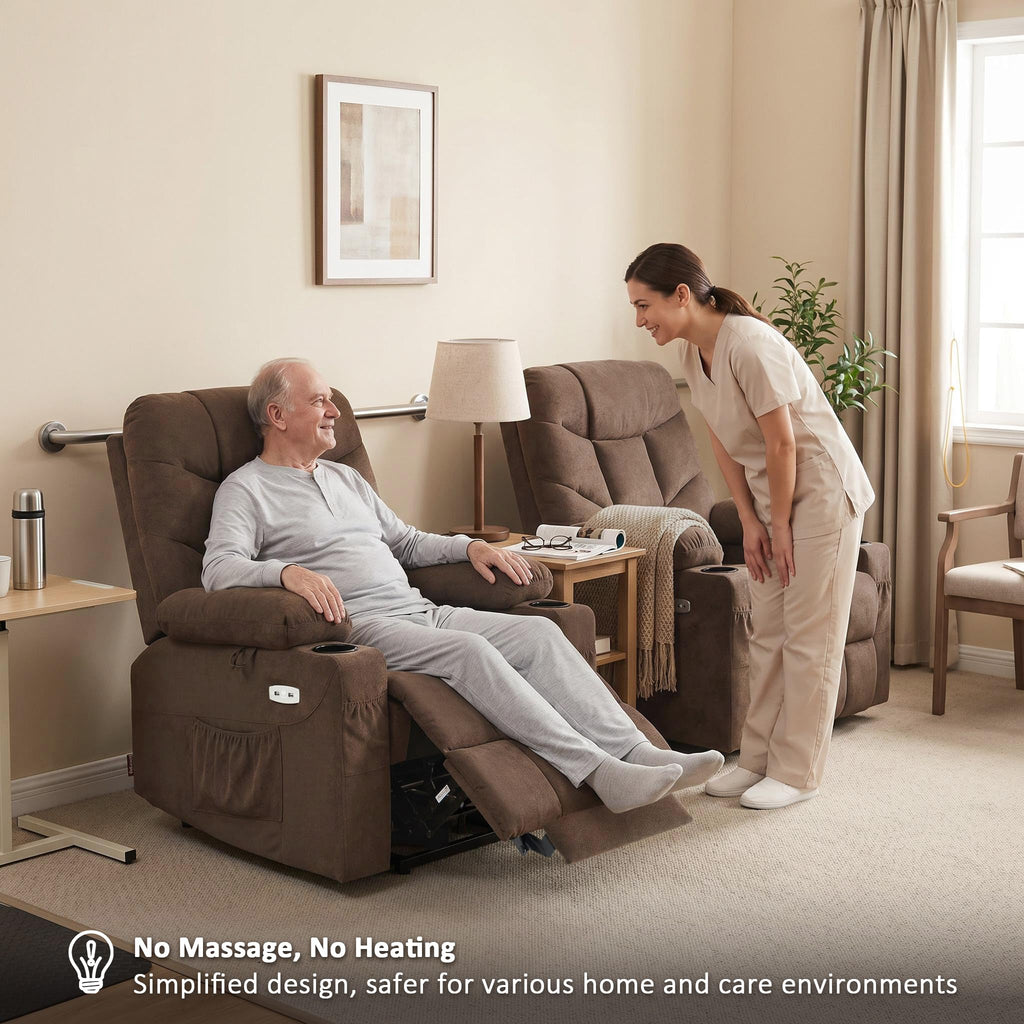 MCombo Power Lift Recliner for Elderly, Fabric 7287 (Light Grey, Medium)