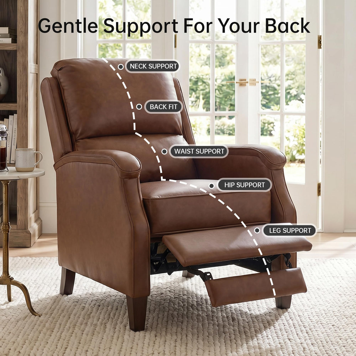 VKNOW Recliner Chair, Fabric Recliner with Adjustable Back, Brown