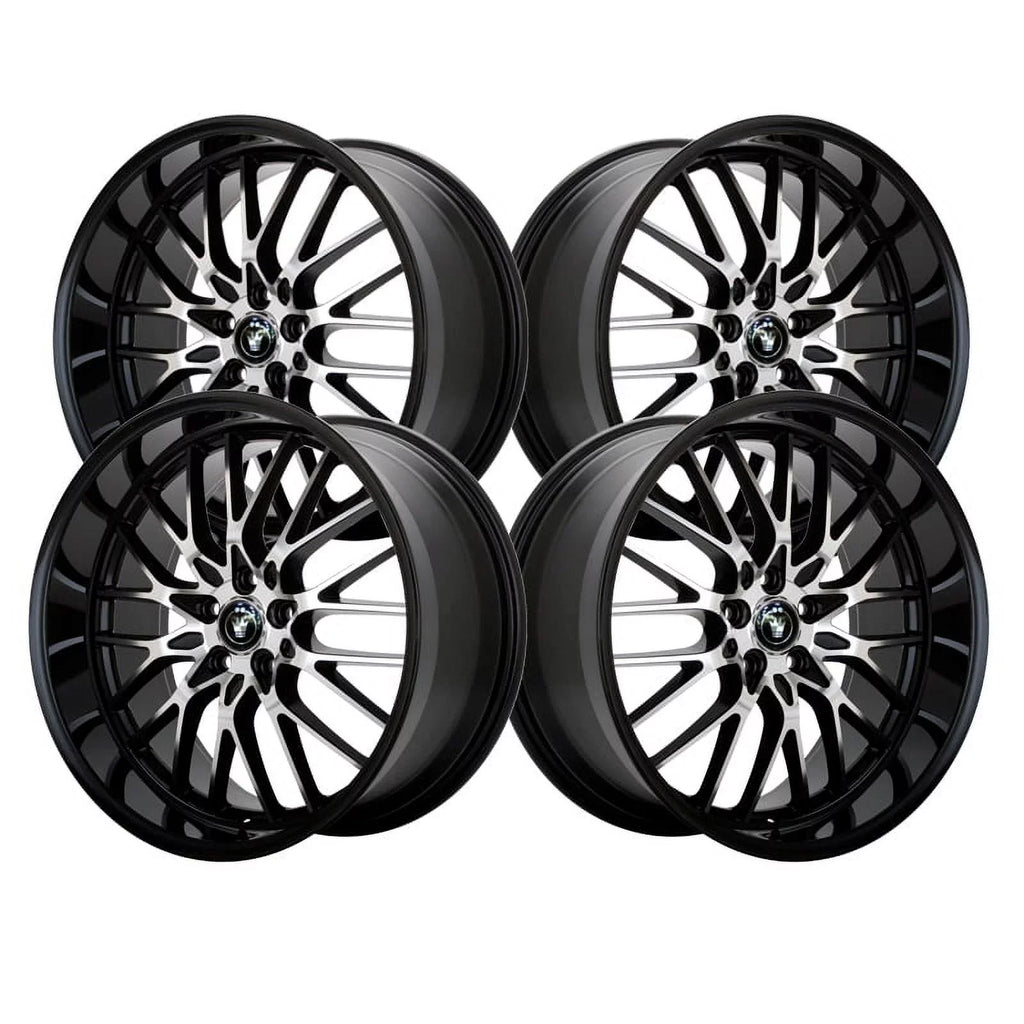 5x100/5x114.3 Konig Black Lace +40et Gloss With Machined 16x7 Wheel 16MB Face