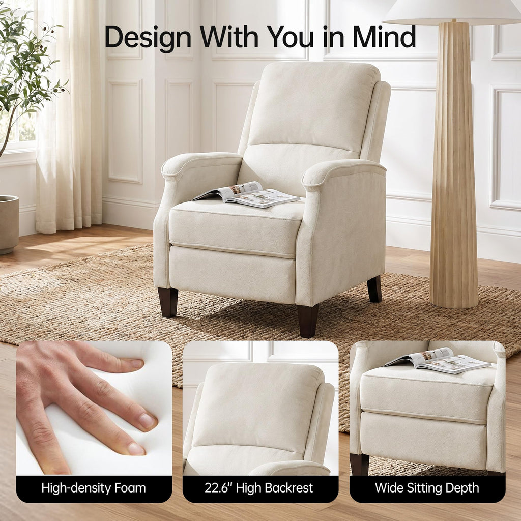 VKNOW Recliner Chair, Fabric Recliner with Adjustable Back, Brown