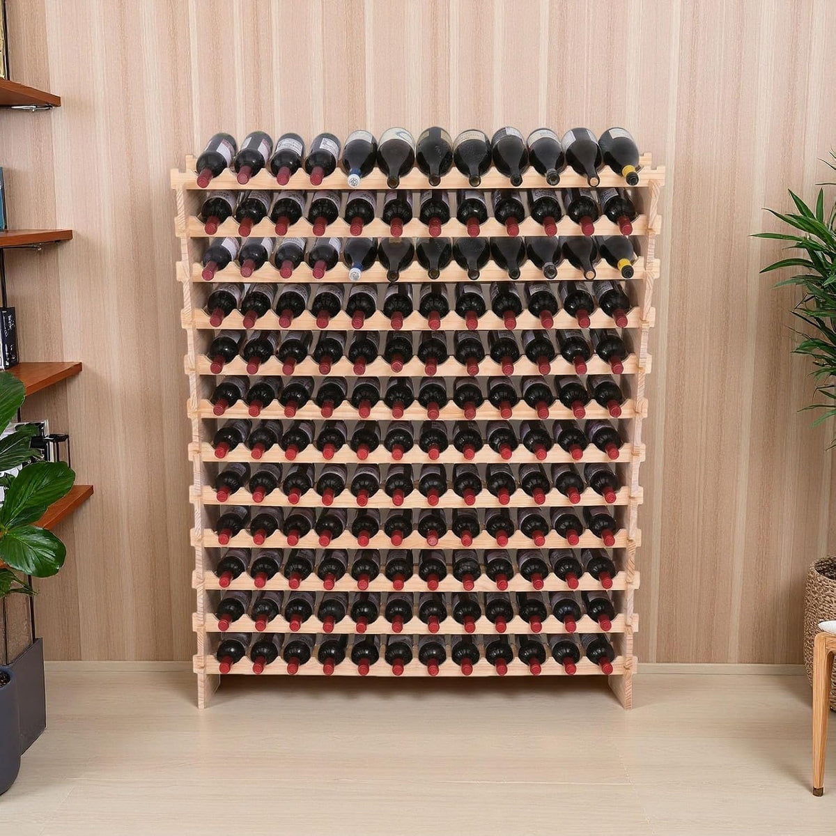 Wine Rack freestanding Floor Cabinet 144bottle Wood Stackable Storage Modular Wine Holder Display Shelves ï»¿