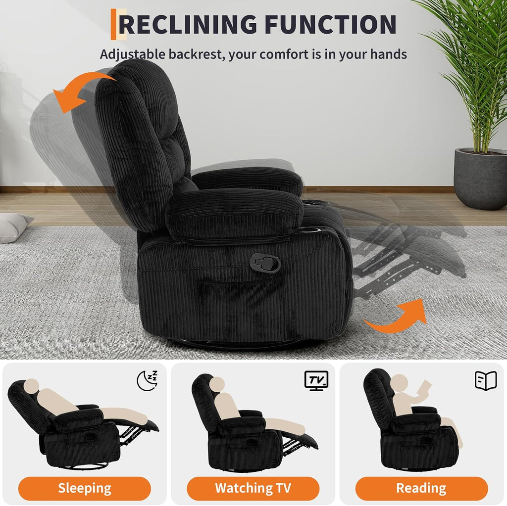 Garvee Oversized Recliner Chair,Extra Wide 360Â° Swivel Rocker Massage Heat