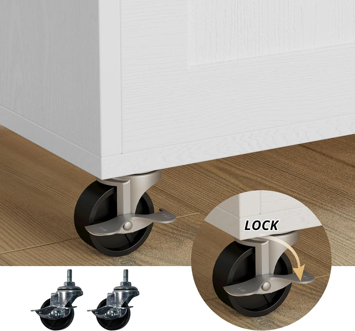 IRONCK Kitchen Island Table on Wheels with Drop Leaf, 47.25" Wide White