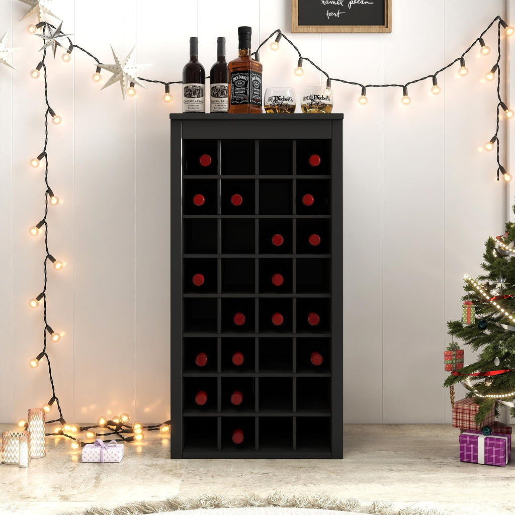 WERSMT 8-Tier Freestanding Wine Rack Wood, 32 Bottles Wine Rack Counter for Small Space, Farmhouse Stackable Modular Wine Bottle Holder Rack, White