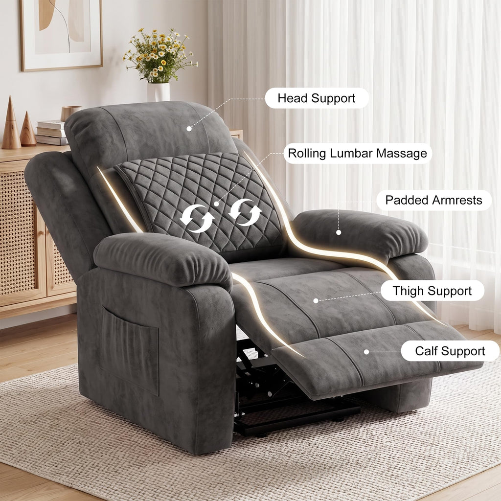 Power Recliner Chair with Heat & Massage, Electric Recliner for Elderly