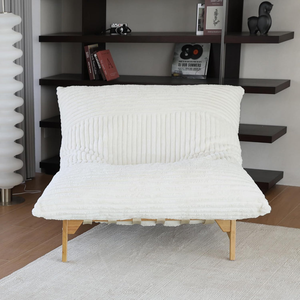 WJShome Oversized Chaise Lounge Chair,47.24" Comfy Recliner Reading Accent Arm Chairs,Sleeper Sofa Bed for Living Room,Loveseat Couch with Removable Upholstered for Reading Bedroom (Beige)