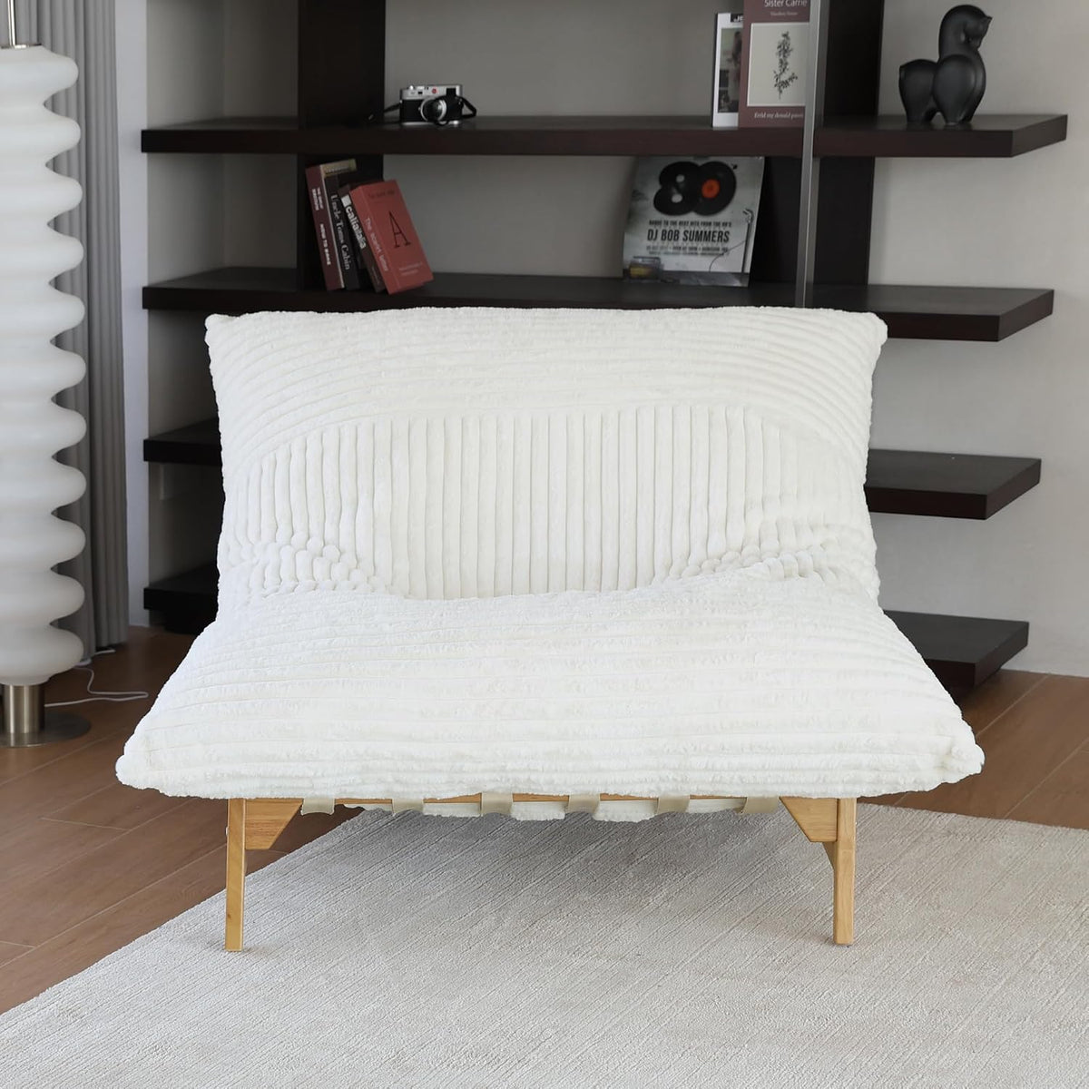 WJShome Oversized Chaise Lounge Chair,47.24" Comfy Recliner Reading Accent Arm Chairs,Sleeper Sofa Bed for Living Room,Loveseat Couch with Removable Upholstered for Reading Bedroom (Beige)