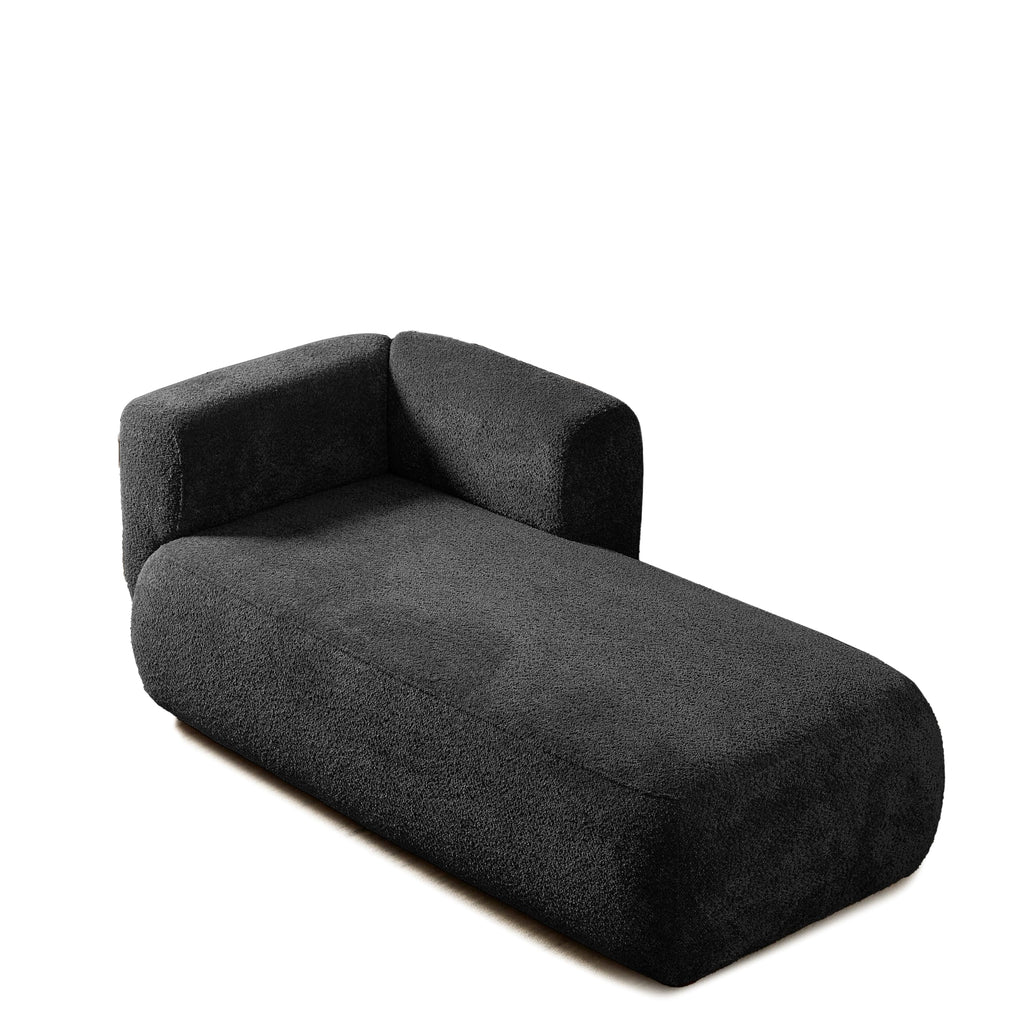 ERYE Boucle Upholstered Left Facing Chaise Lounge Indoor for Living Room Bedroom,Comfy Single Chaise Lounge Modern Leisure Recliner Sleeper Sofa Daybed, Easy Assemble