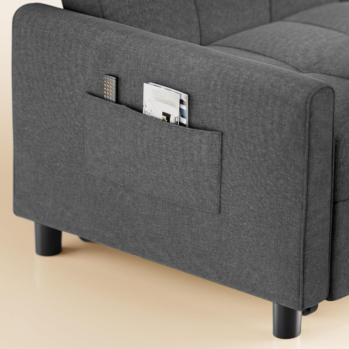 Aiho 3-in-1 Sleeper Chair Bed Convertible Sofa, Dark Gray