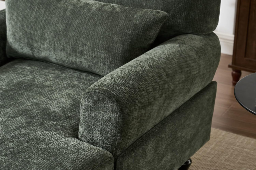 35" Modern Chenille Chaise Lounge Chair (Green)